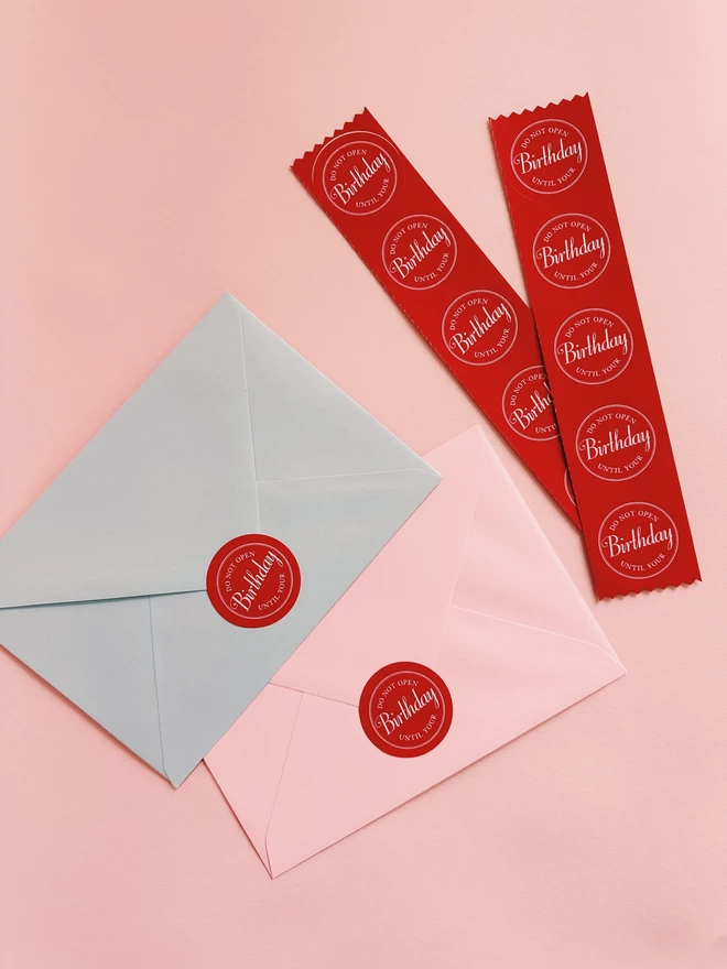 birthday sticker to seal envelopes for birthday cards, designed by Flora Fricker