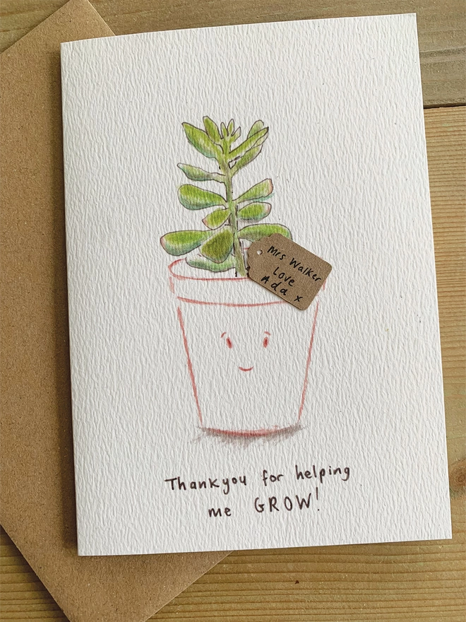 Personalised Plant Thank You Teacher Card
