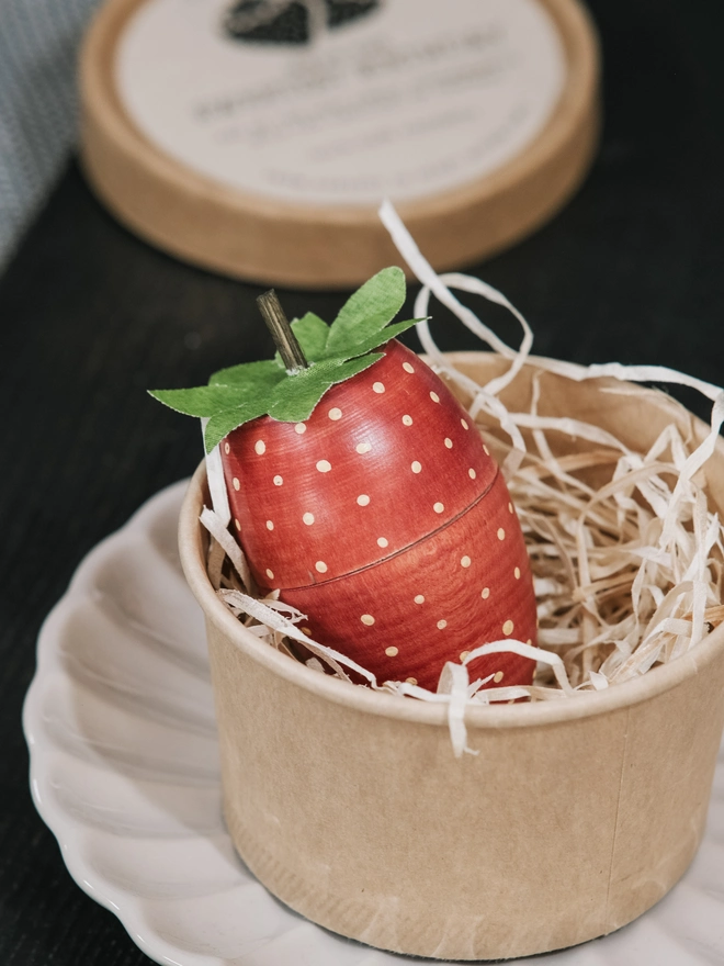wooden strawberry ornament