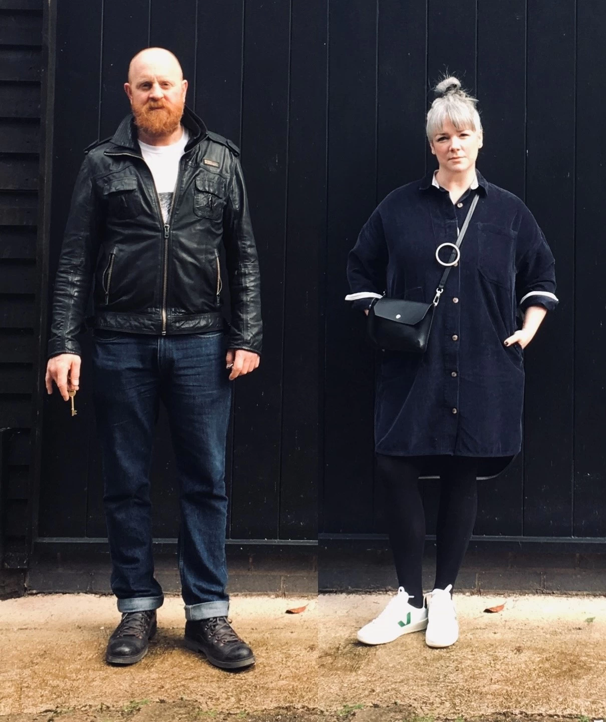 This is us. The Snow Sheppard duo outside a black barn, Stephen Sheppard  and Elizabeth Snow.