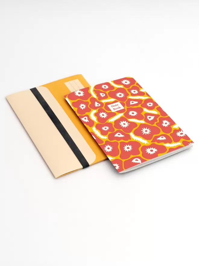 A5 Notebook and Folder with Poppy Cover Design