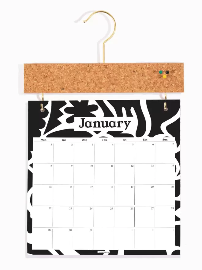 Abstract Design 2024 Wall Calendar with Pinboard