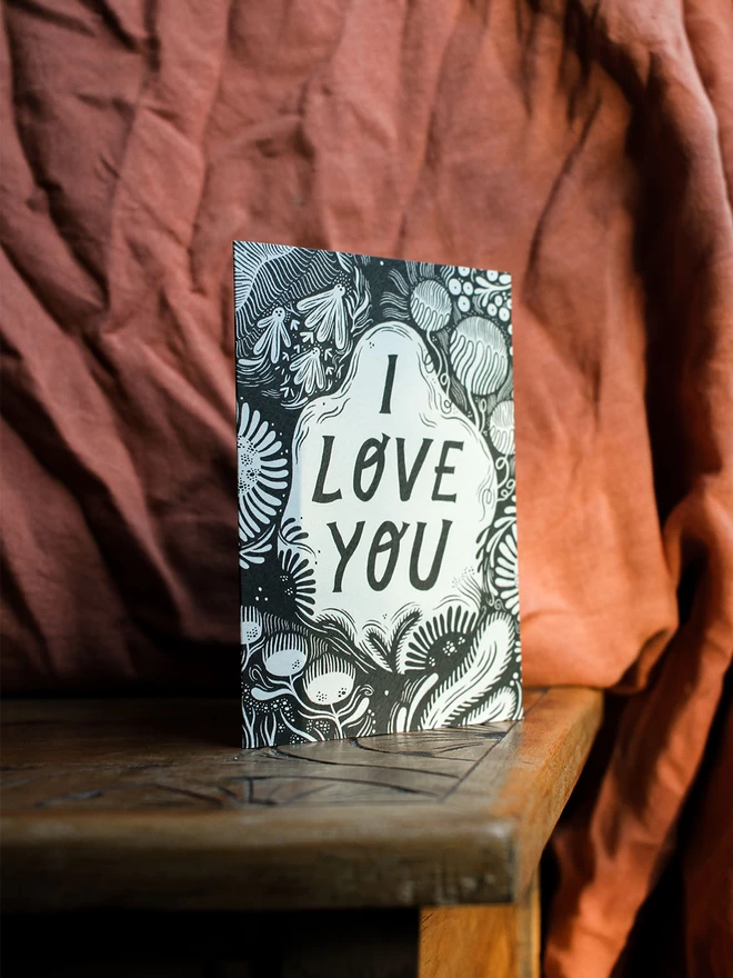 Black and white I love you card for Valentines Day