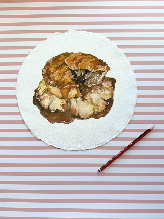 Pie And Mash Original Gouache Painting