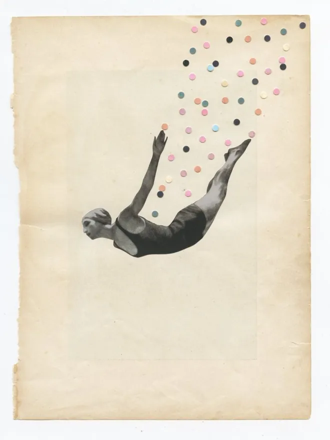 Original Diving Collage On Paper - The Star