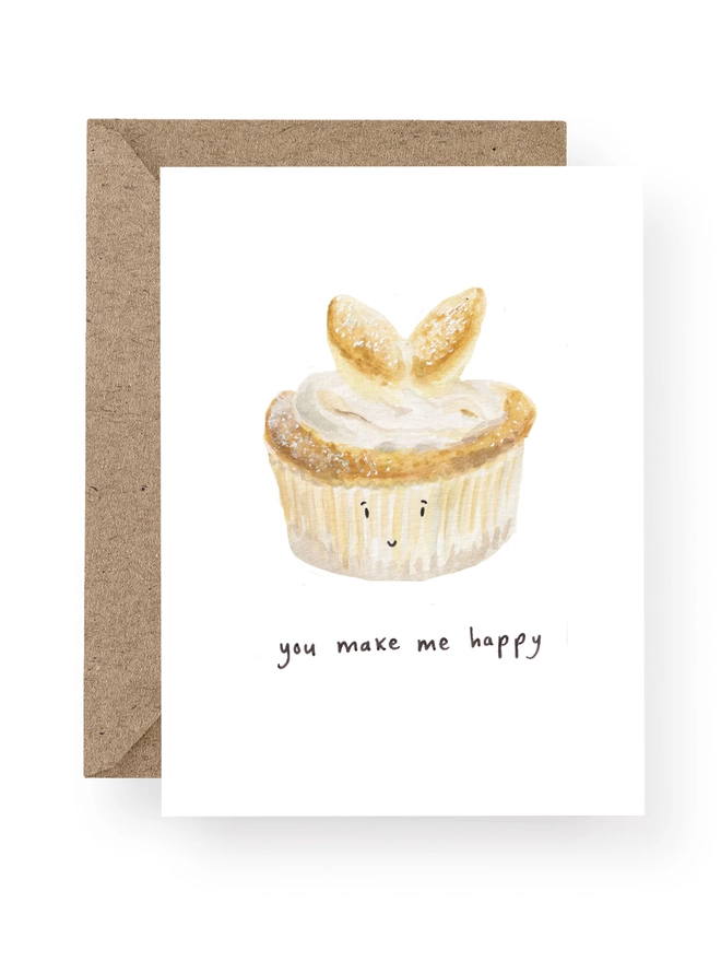 you make me happy, Butterfly Bun Greeting Card 