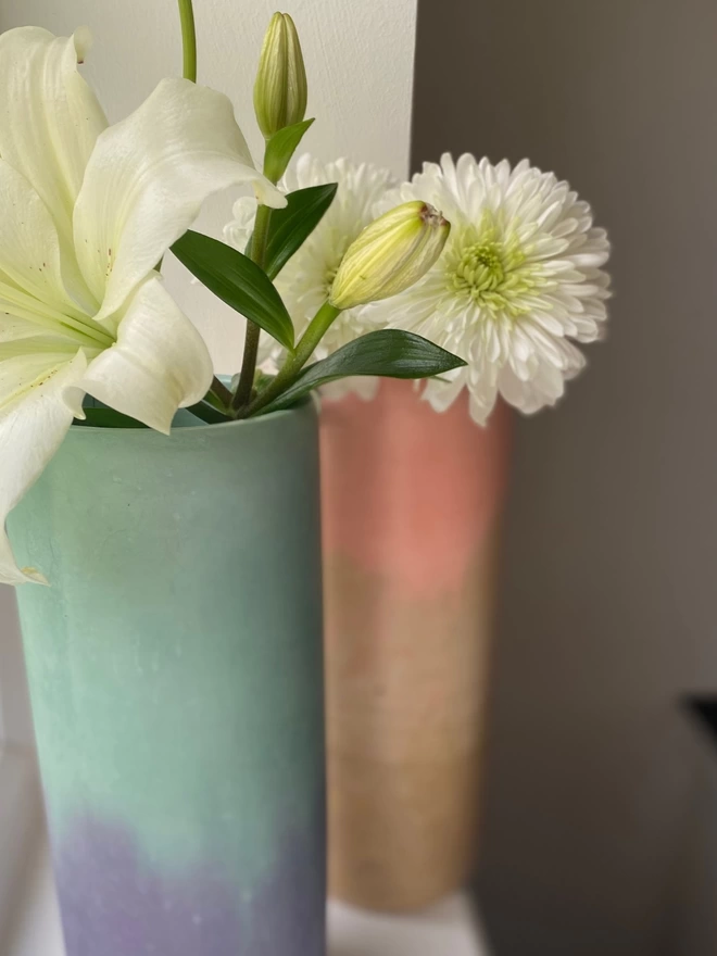 Vase colourful concrete homeware flowers 