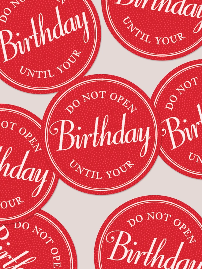 birthday sticker to seal envelopes for birthday cards, designed by Flora Fricker