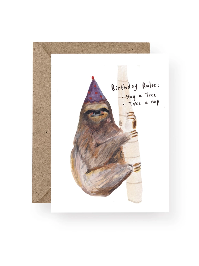 Birthday Sloth Rules Greeting Card