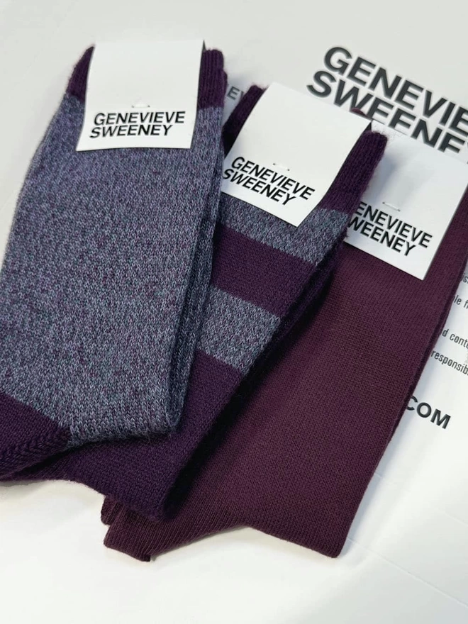 Sock Gift Set Merino Wool & Cotton Purple
