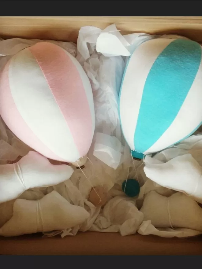 Pale pink and turquoise balloons