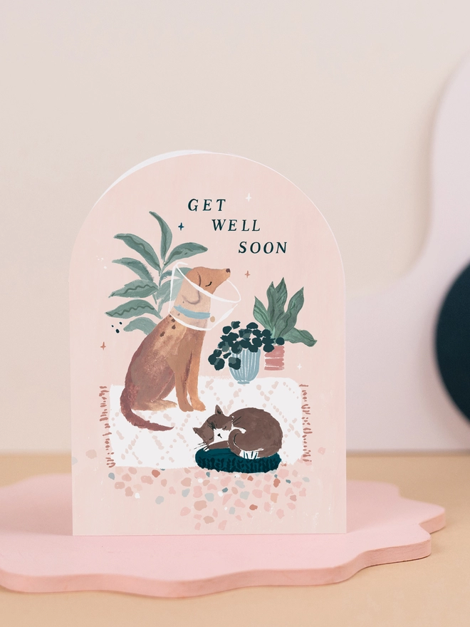 Cat and Dog Get Well Soon Card