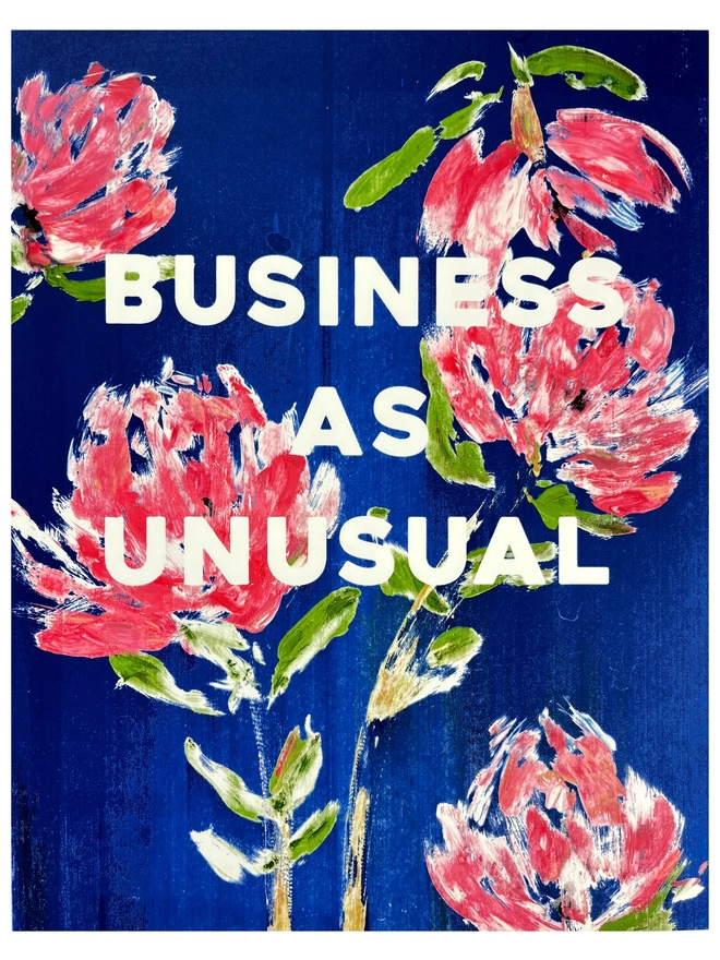 BUSINESS AS UNUSUAL fine art print by M.E. Ster-Molnar.  Based on an original monoprint.  