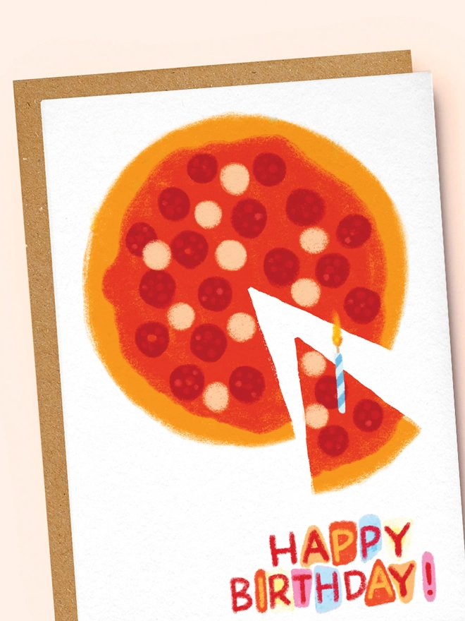 pizza birthday card close up
