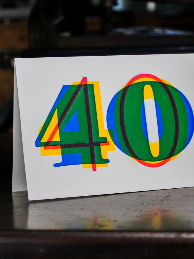 40th Birthday Typographic Letterpress Card