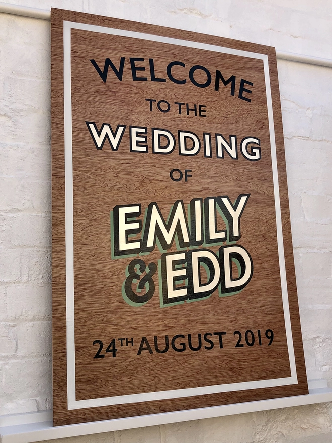 Personalised welcome to the wedding sign