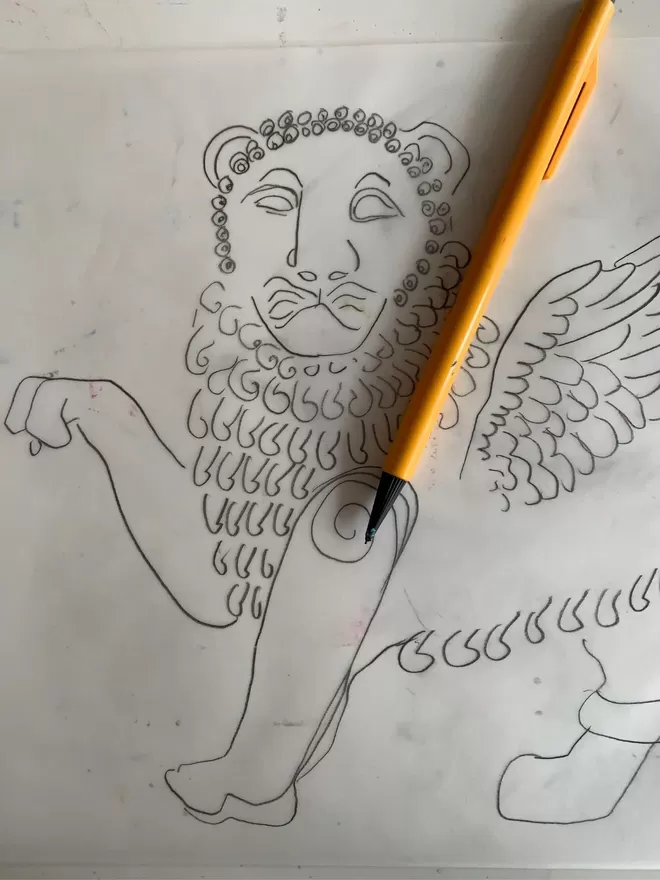 winged lion drawing 