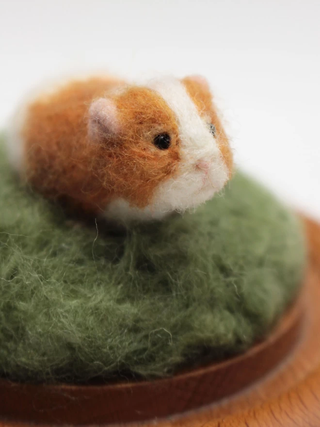 Needle-felted guinea pig sculpture-close up
