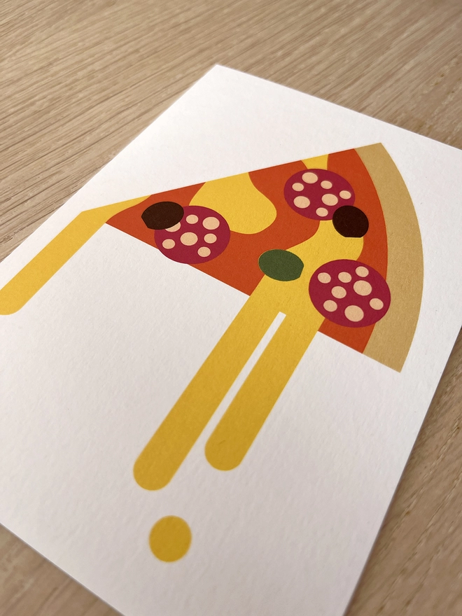 Greetings card with a slice of pizza