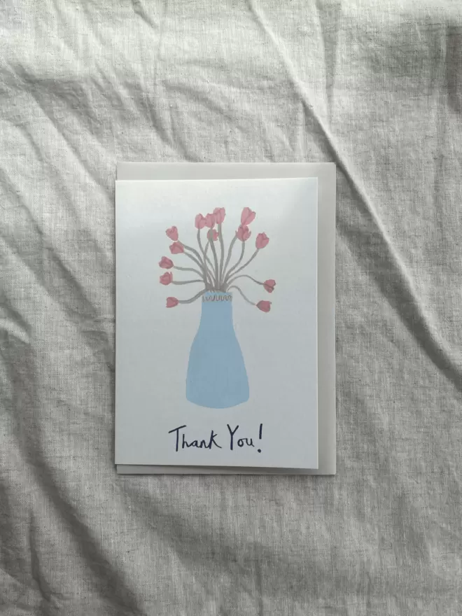 thank you card with flowers on