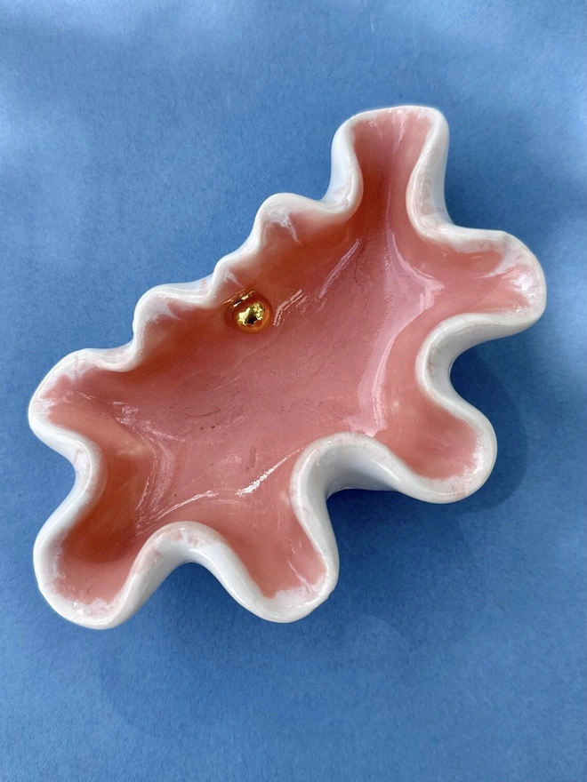 Pink Porcelain Clam Shell Dish