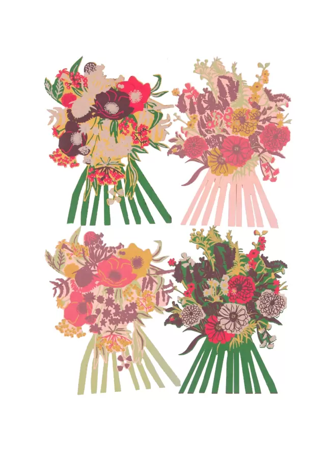 Set of the 4 flower bouquets