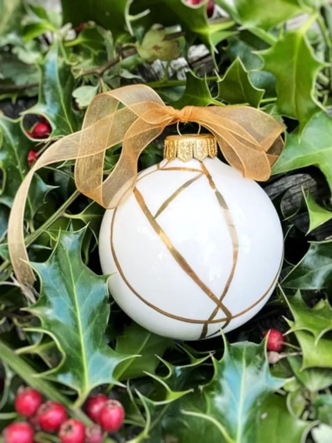 Kintsugi Christmas Ornament - White