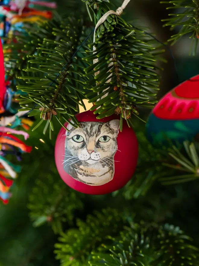 Cat Portrait Christmas Ornament