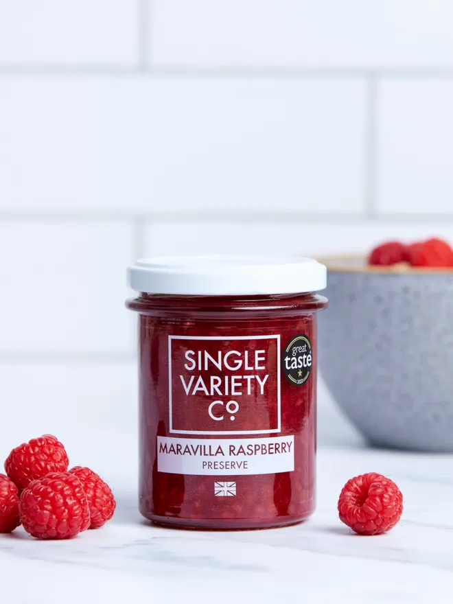 British Maravilla Raspberry High Fruit Preserve Jam