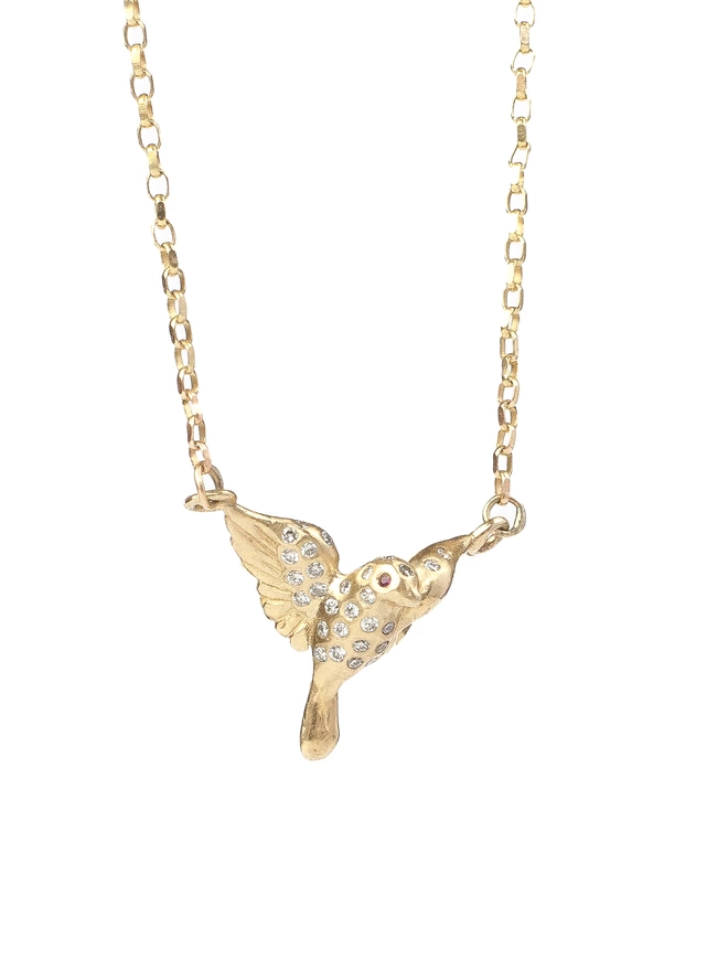 Peace Diamond Dove Necklace 9ct Gold 