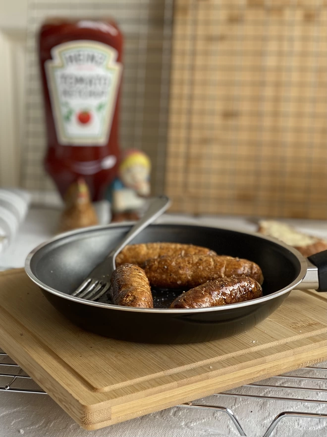 Faux Sausages in an Ikea Pan
