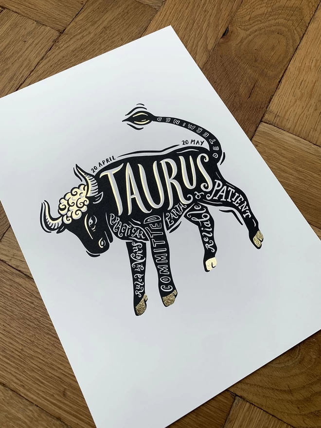 Taurus Star sign zodiac framed print