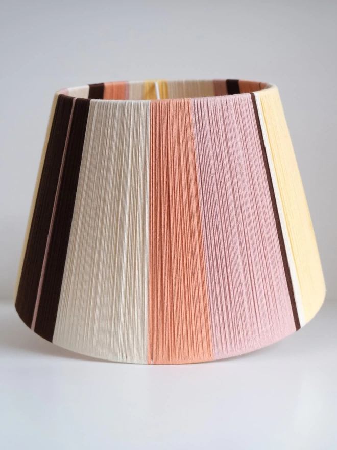 Warm Neutrals lampshade tipped front view. 