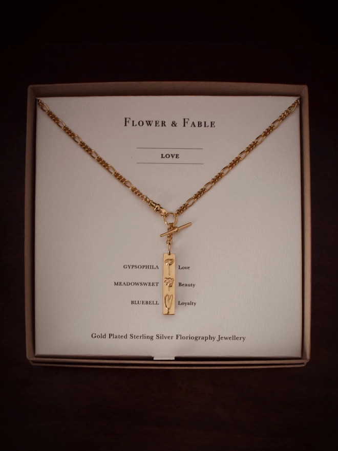 Gold Love Bar Figaro Watch Chain Necklace