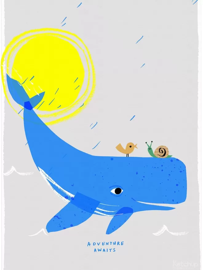 Non personalised whale adventure print for kids