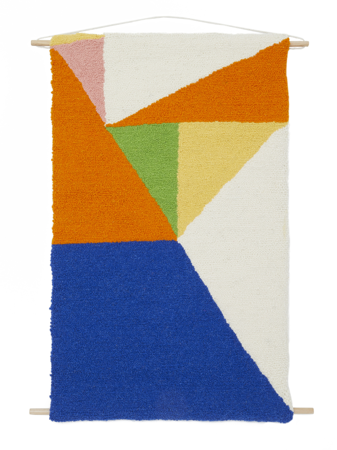 ABSTRACT - Blue & Orange Hand Tufted Wall Hanging