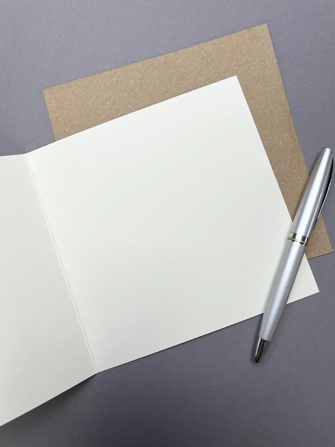 Open card with a blank inside allowing you to write anything you want