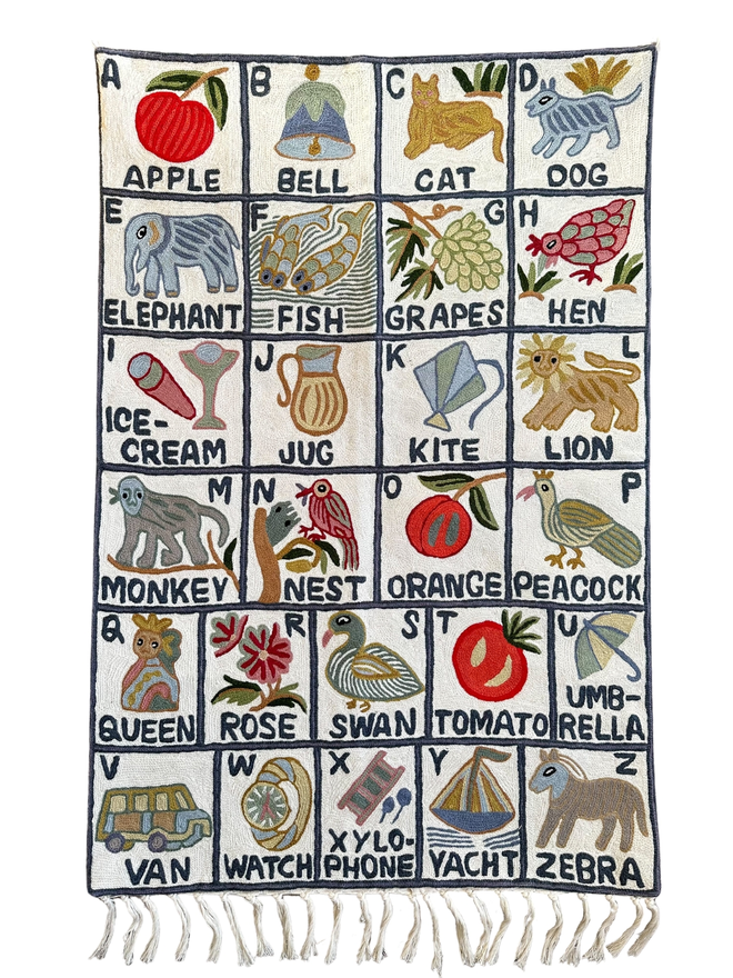 Moppet hand-embroidered alphabet abc tapestry Sumbal