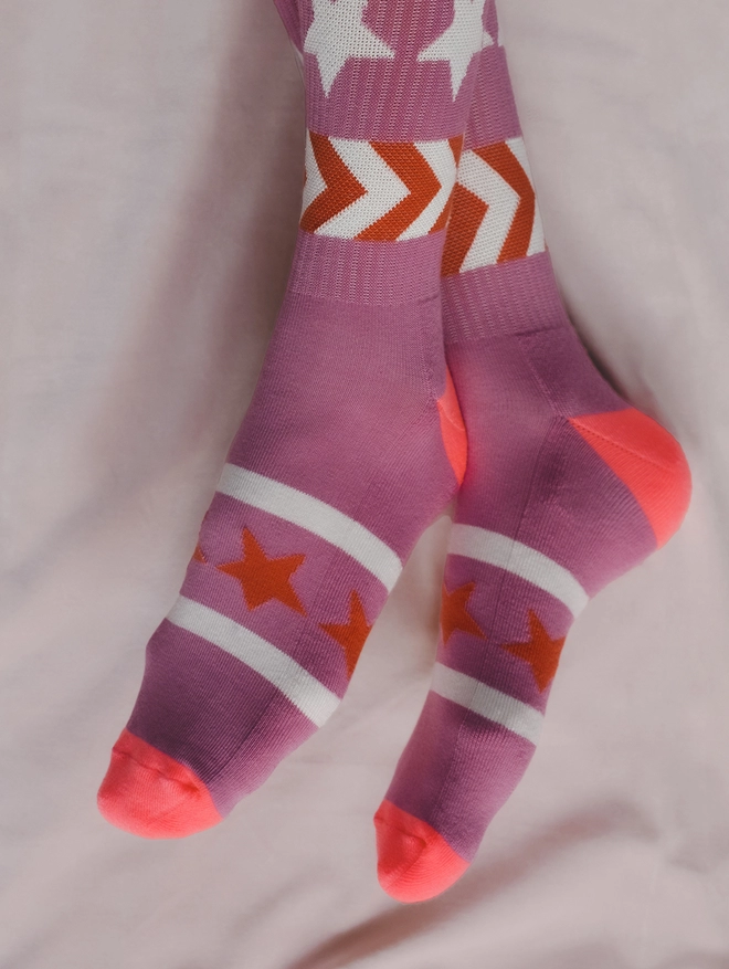 pink star sporty socks