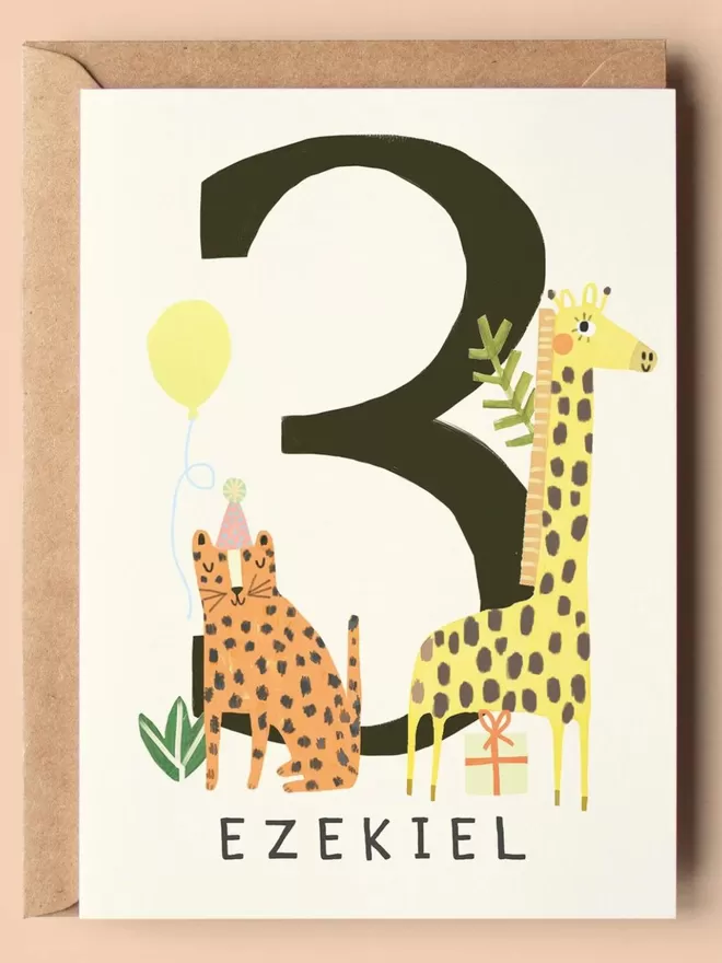 Personalised Jungle 3rd Birthday Card