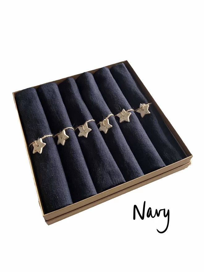 Navy Christmas napkin set