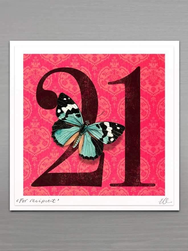 21st birthday high quality personalised butterflygram