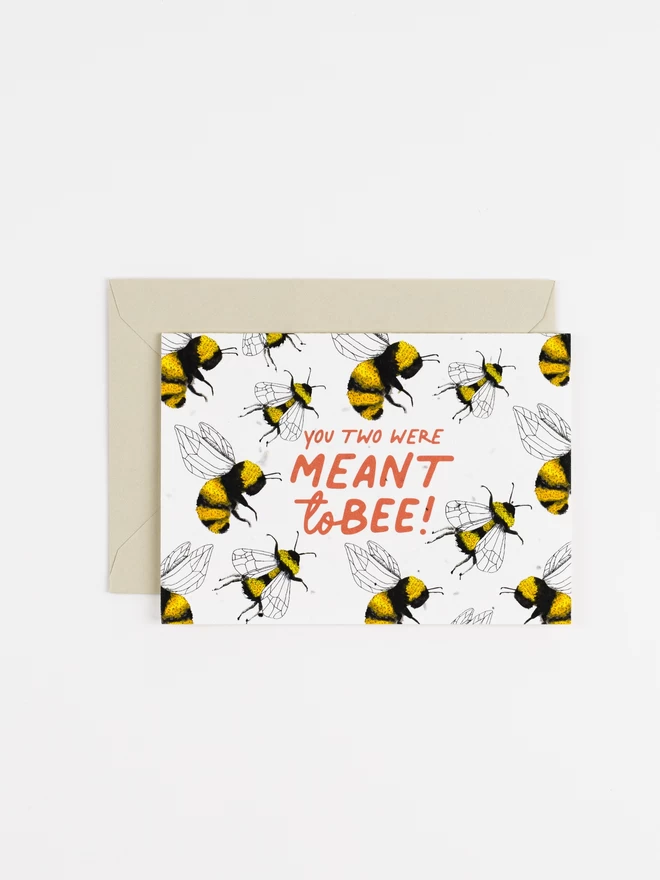 meant to bee plantable wedding card on white background