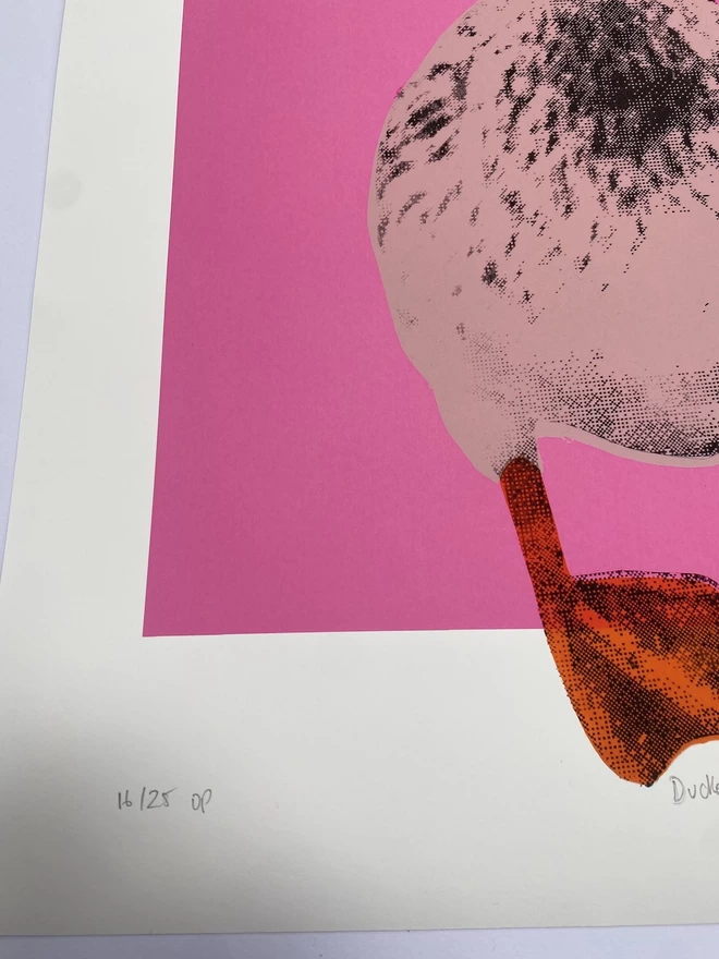 Duckess pink duck art print