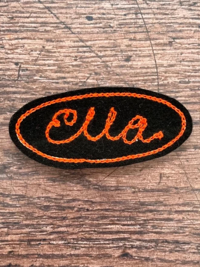Oval Personalised Vintage Chain Stitched Name Patch 