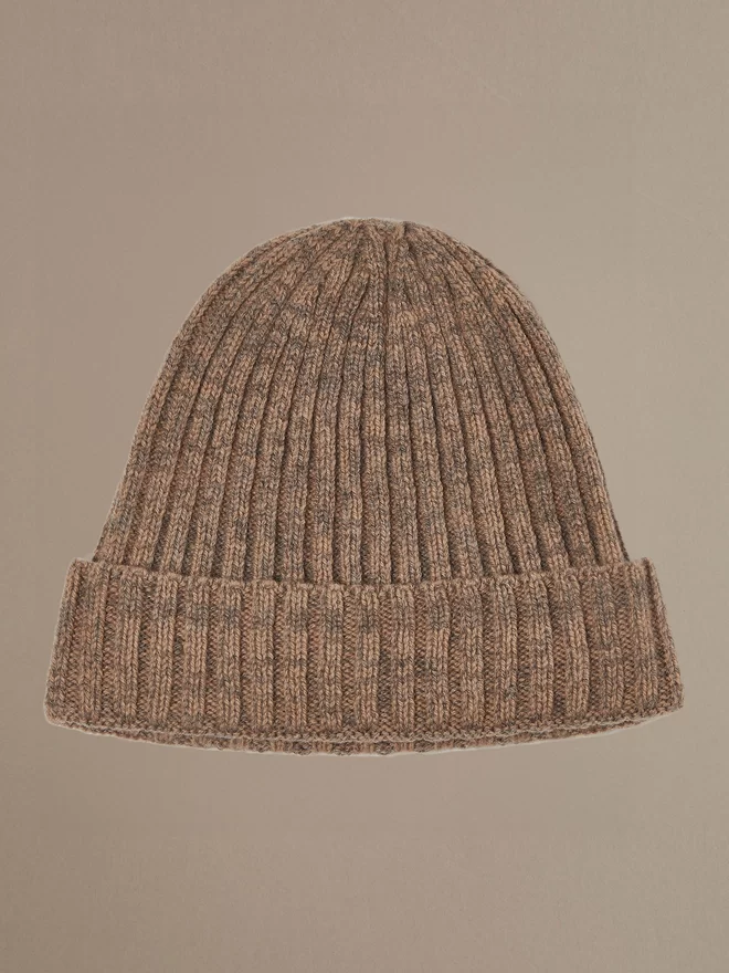 British Made Merino Wool Beanie Hat in Brown