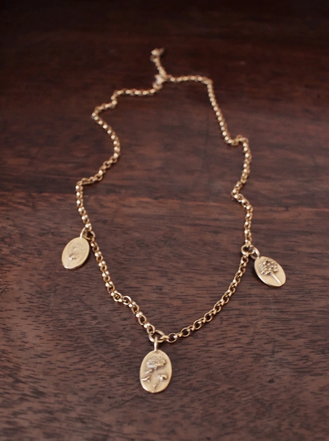 Gold Plated Sterling Silver Charm Necklace