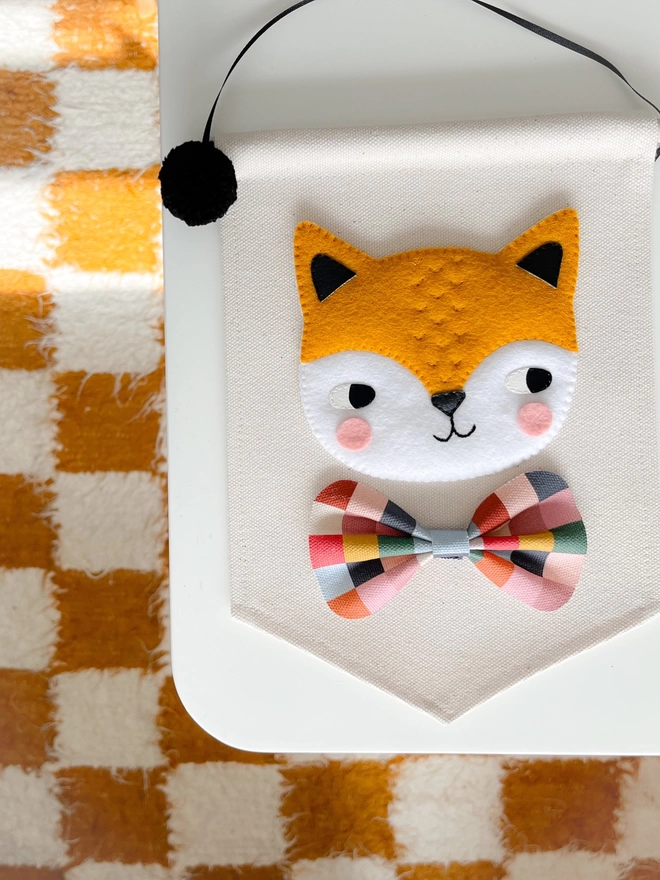 Little felt fox hand sewn banner 