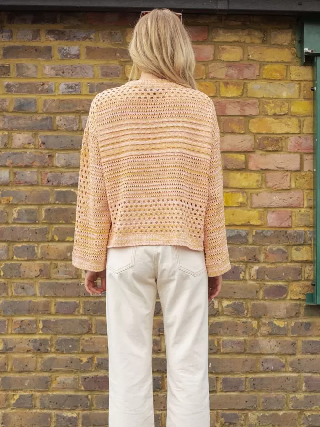 Gala Recycled Cotton Mix Wide Sleeve Jumper - Orange - Back