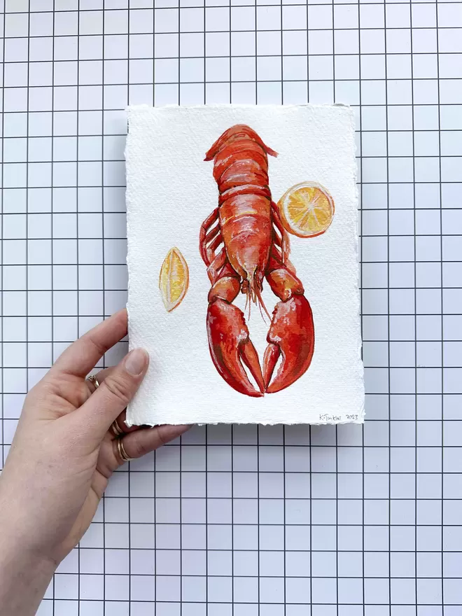 Lobster and lemon original painting 